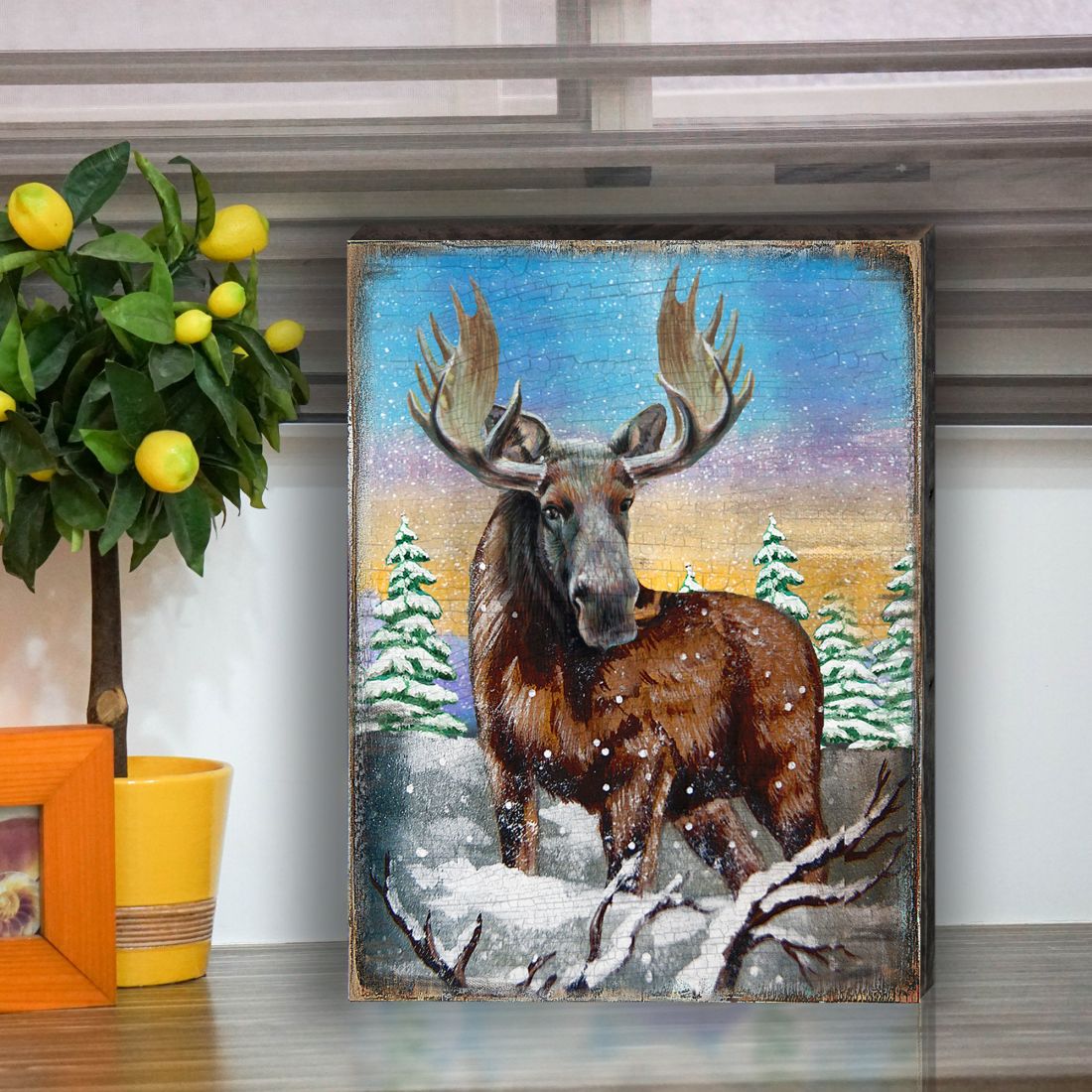 Moose Art Wooden Wall Art by Nature Wonders - Nature Wildlife Decor  - 95216B