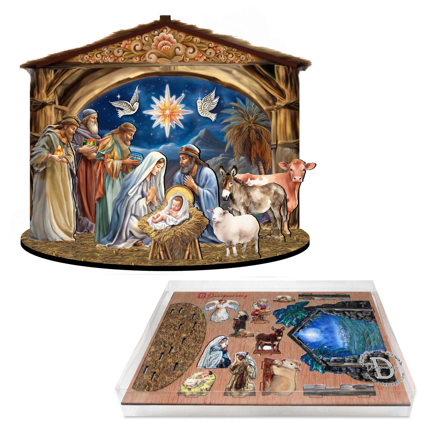 The Birth of Jesus Nativity Scene Decorative Village Set by G. Debrekht Nativity Holiday Decor - 852761