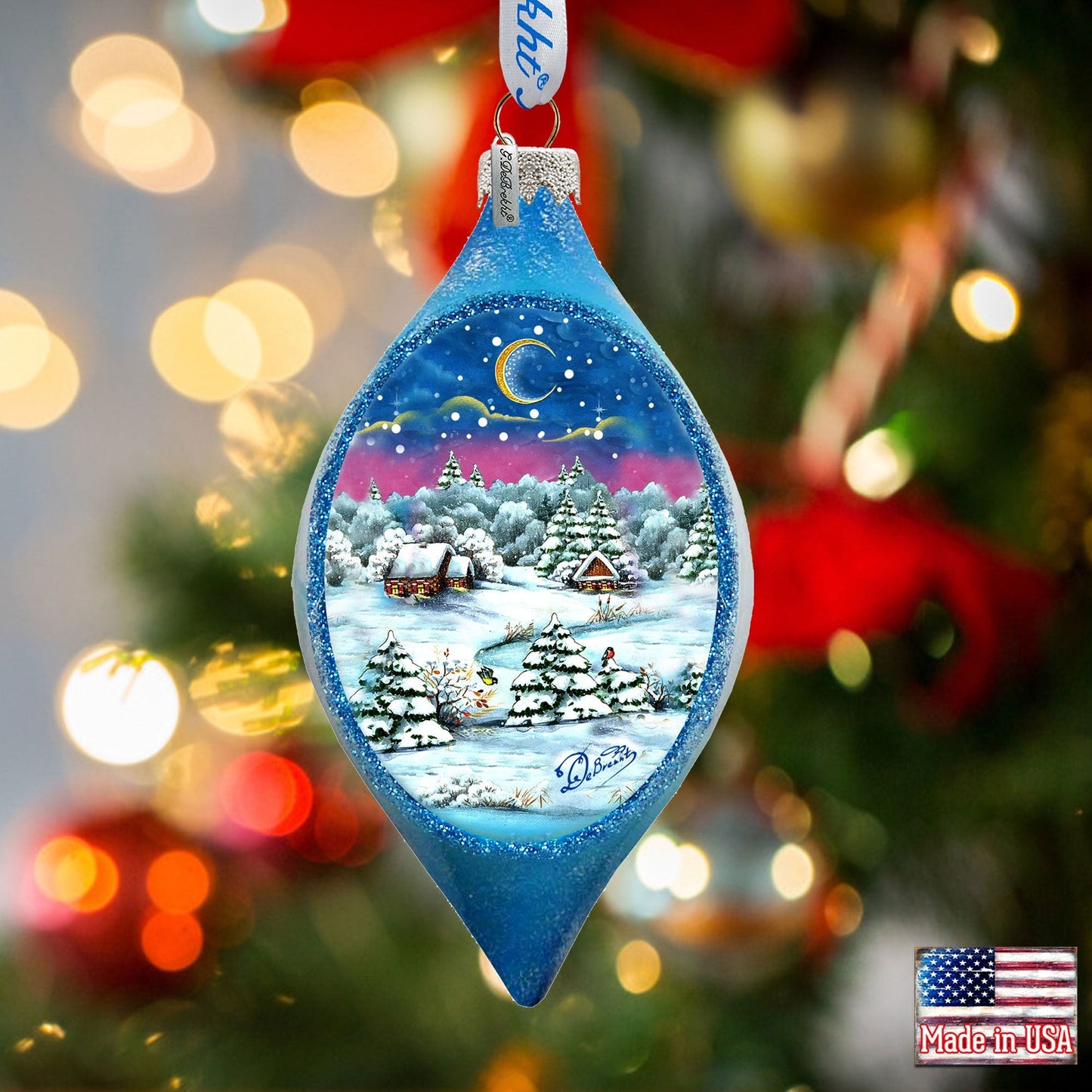 Christmas Night Glass Ornament by G. DeBrekht - 757-081