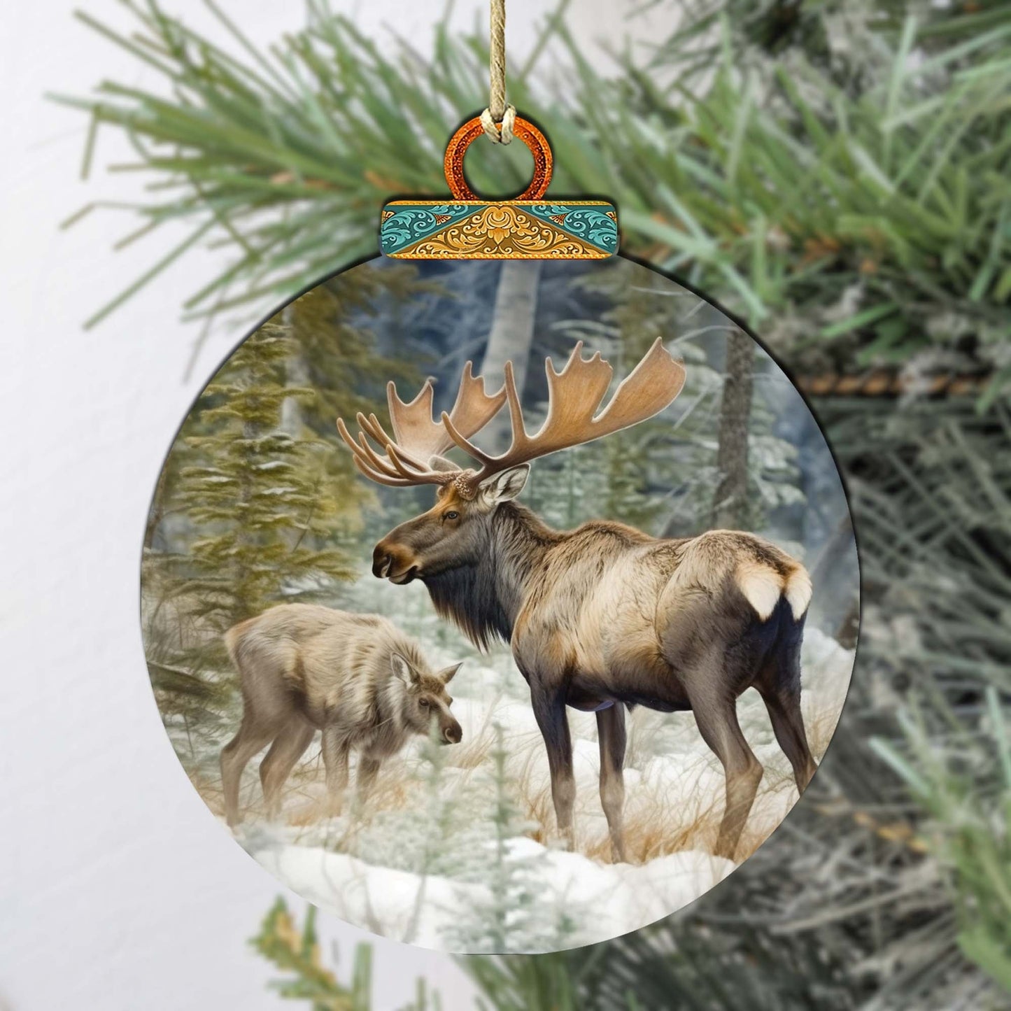Elk in the Wilderness Wooden Ornaments by G.Debrekht - Wildlife Holiday Decor - 870055