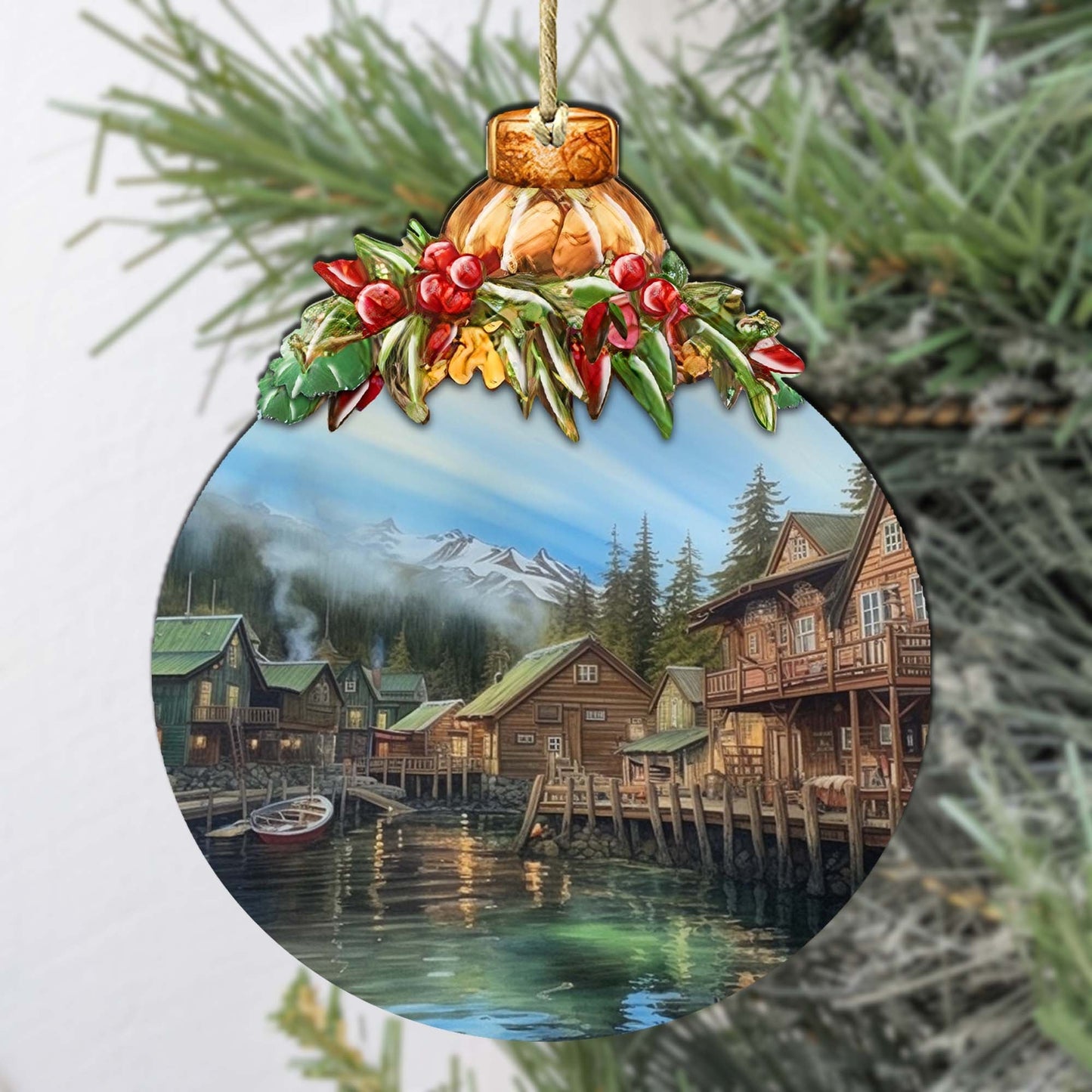 Frozen Peaks Homes Wooden Ornaments by G.Debrekht - Wildlife Holiday Decor - 870013