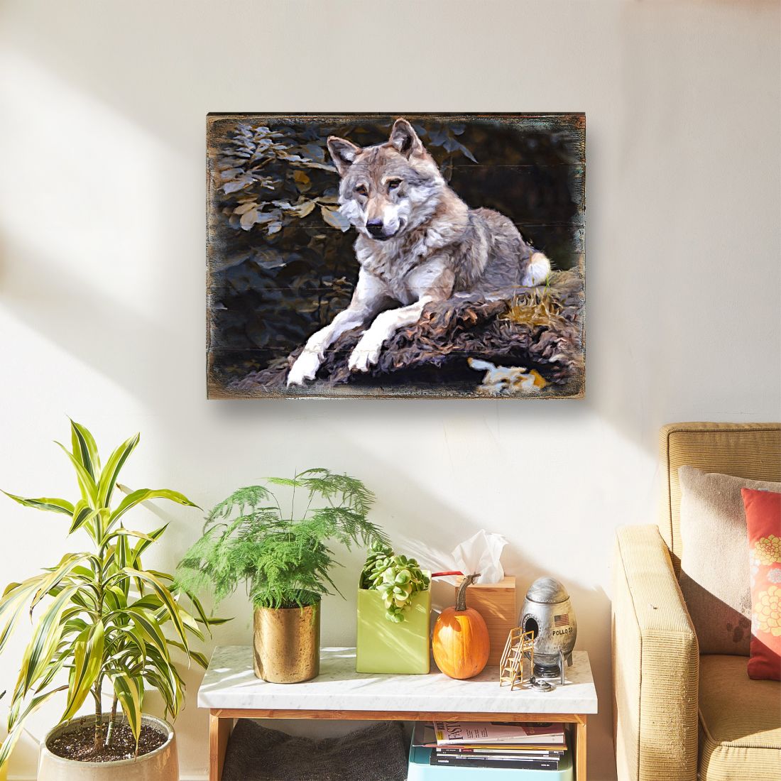 Wolf Art Wooden Wall Art by Nature Wonders - Nature Wildlife Decor  - 95287B
