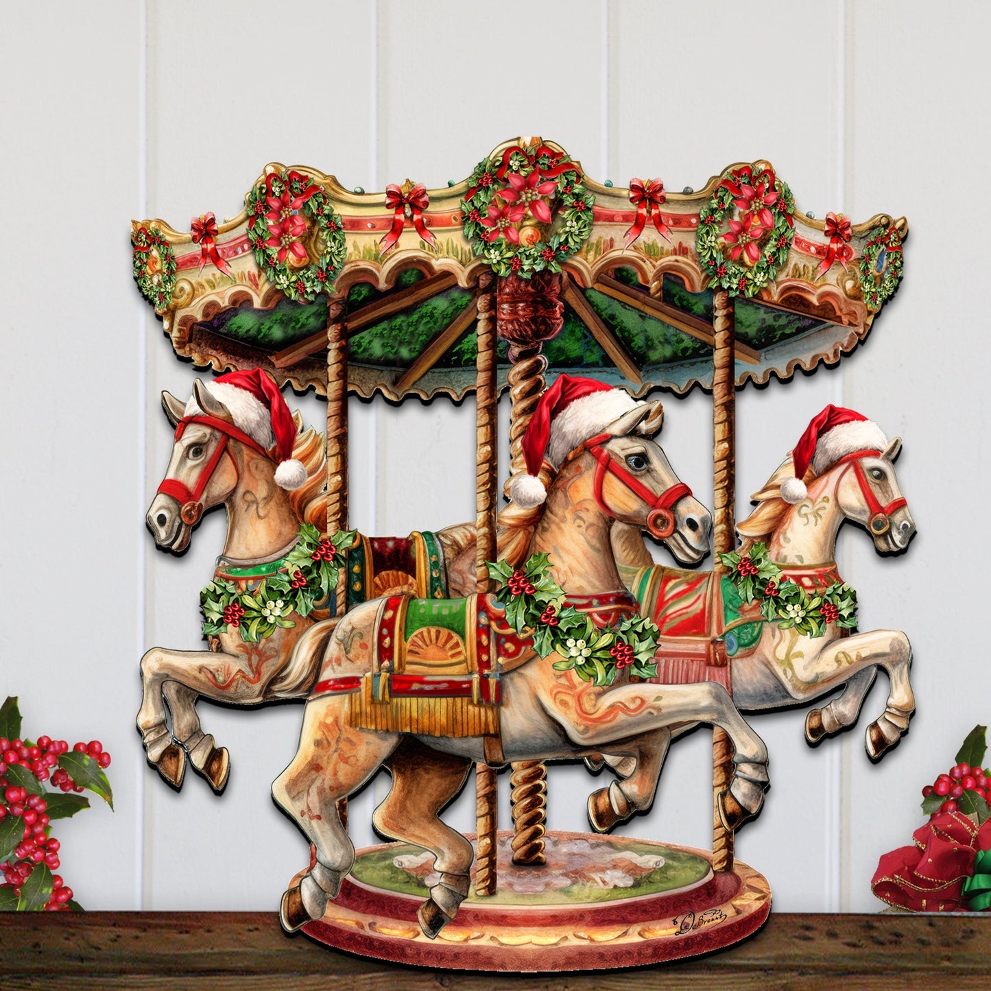 Christmas Carousel Holiday Door Decor  by G. Debrekht - Christmas Decor - 8611030H