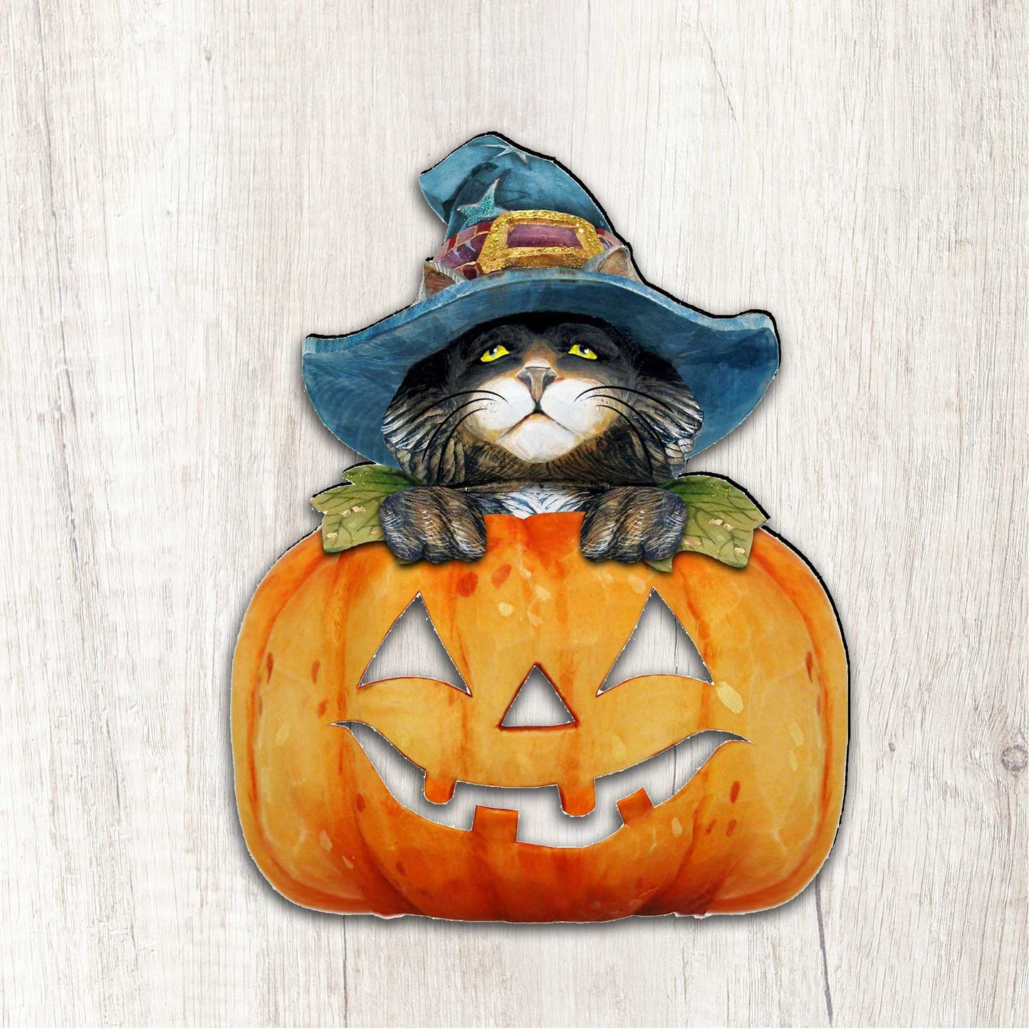 Black Cat pumpkin Halloween Door Decor by G. DeBrekht - Thanksgiving Halloween Decor - 8158416H