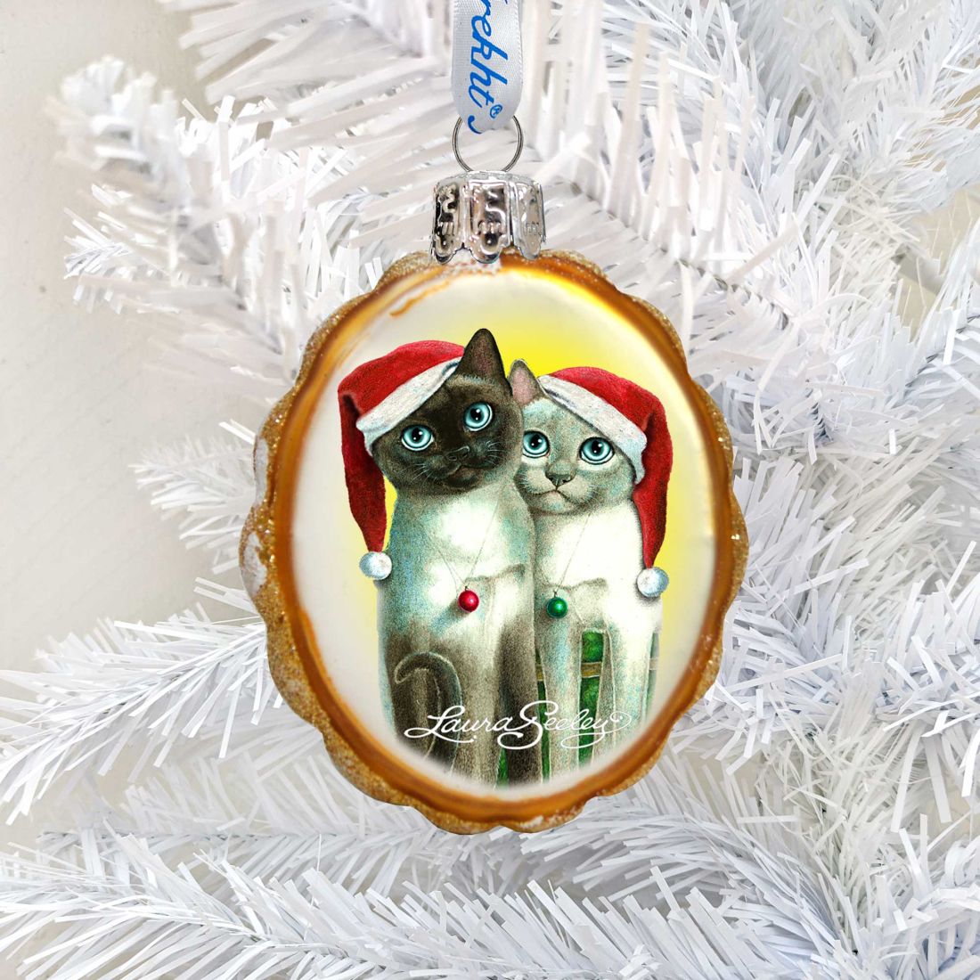 Angel Santa Cats Mercury Glass Ornament by Laura Seeley - Pets Dog and Cats Decor - 779214-LS