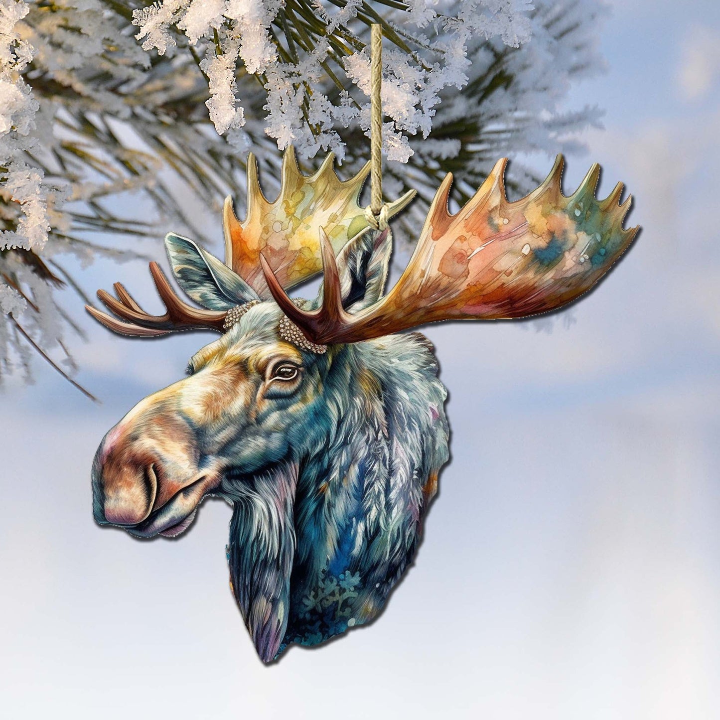 Alaskan Majestic Moose Wooden Ornaments by G.Debrekht - Wildlife Holiday Decor - 8710108-1