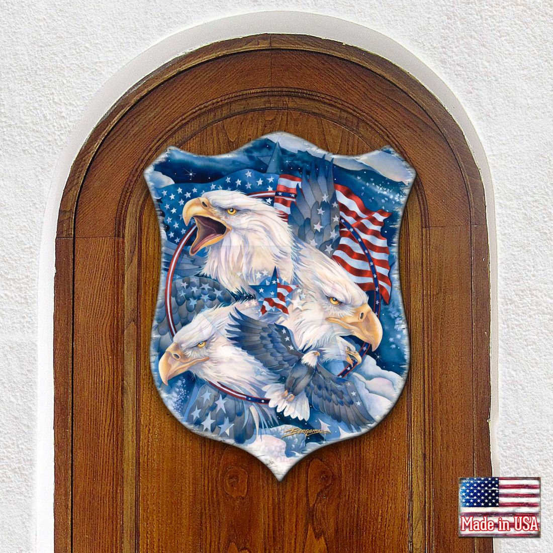 Allegiance Patriotic Eagles Wall Art by J. Bergsma - Wildlife Holiday Decor - 8591730W-JB