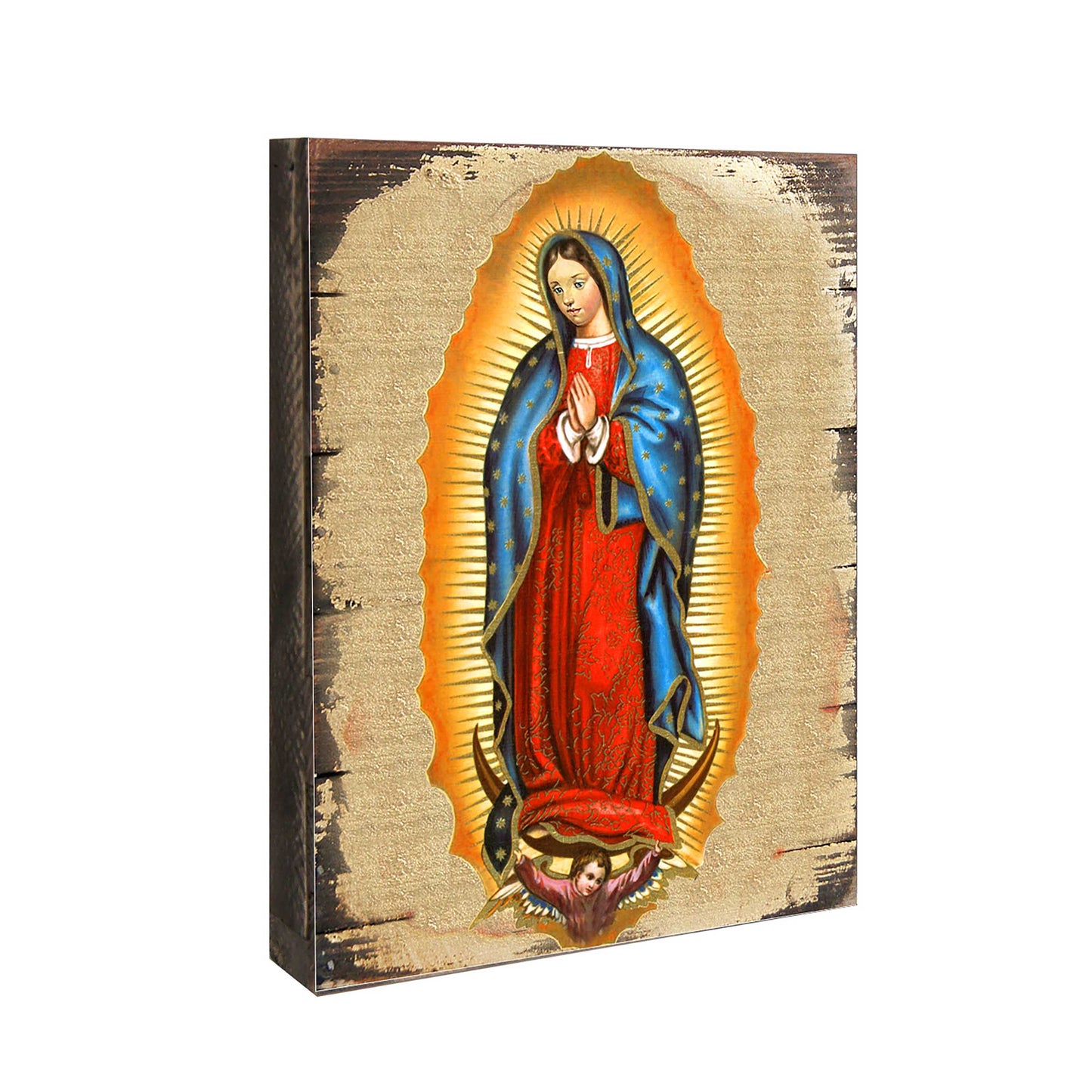 Lady of Guadalupe Wooden Gold Plated Religious Catholic Sacred Icon - Inspirational Icon Decor - 85032