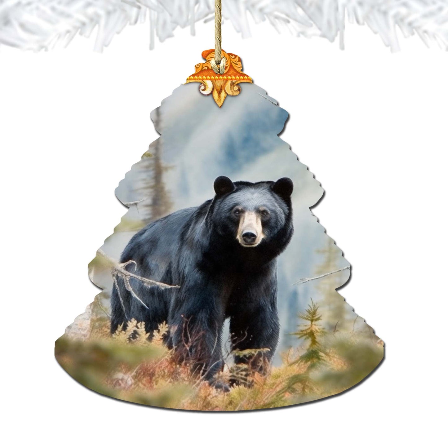 Alaskan Black Bear Tree Wooden Ornaments by G.Debrekht - Wildlife Holiday Decor - 870008
