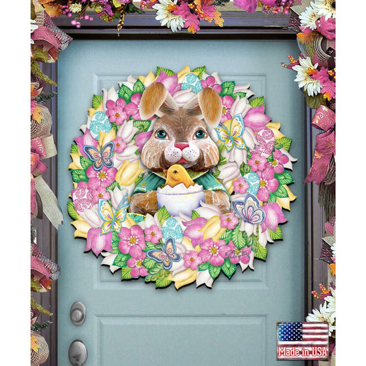 Bunny Holiday Door Wreath by G. DeBrekht - Easter Spring Decor - 8185301-2H