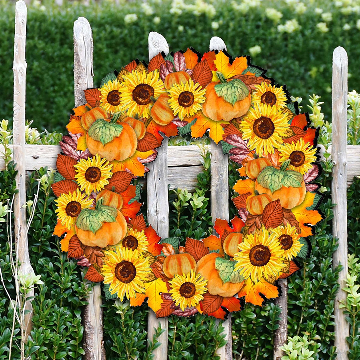 Fall Holiday Door Wreath by G. DeBrekht - Thanksgiving Halloween Decor - 8185305H
