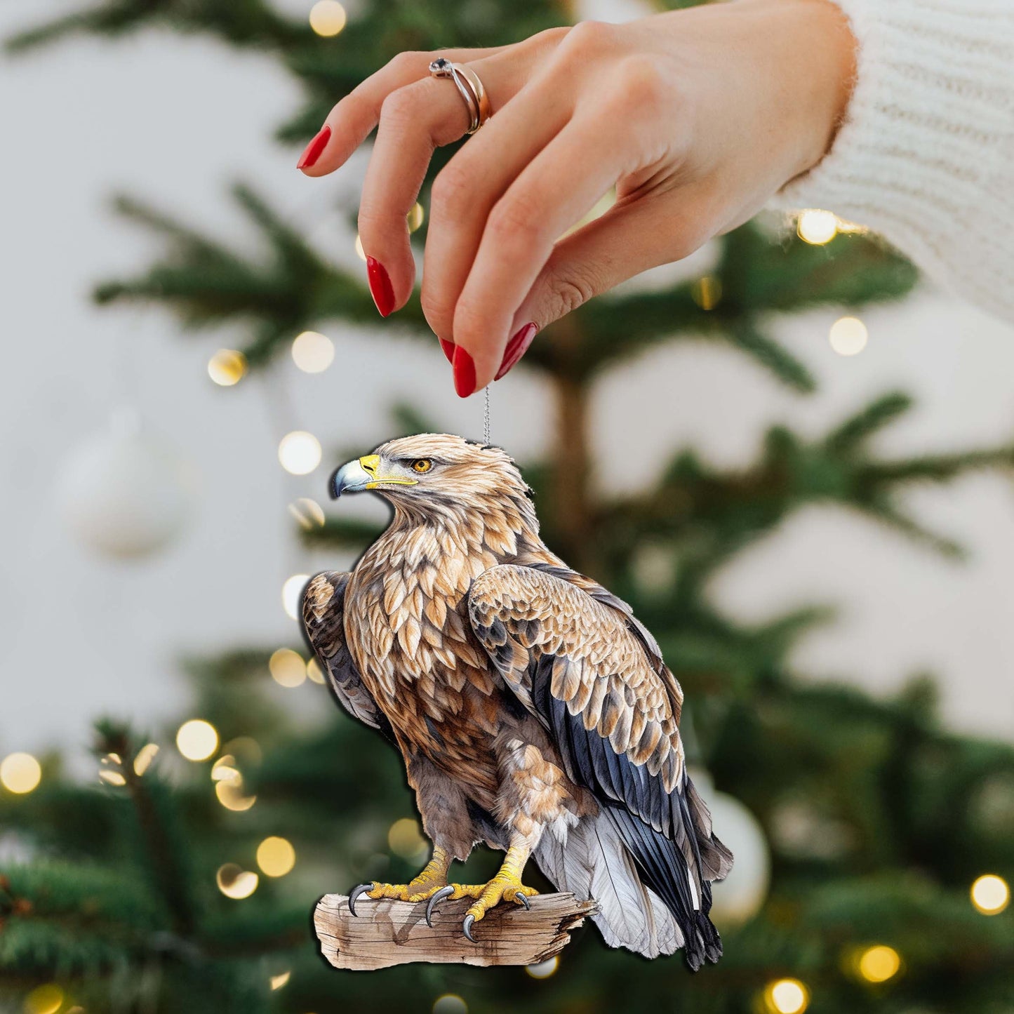 White-tailed Eagle Wooden Ornaments by G.Debrekht - Wildlife Holiday Decor - 8710101-1