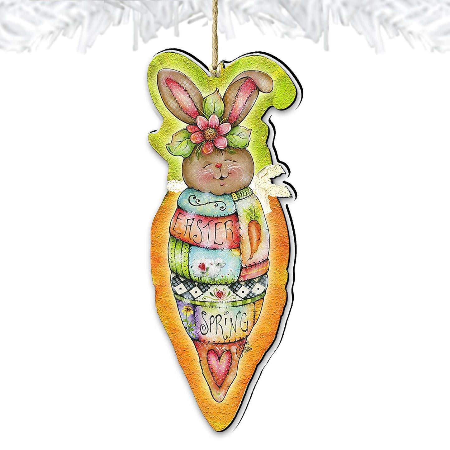 Carrot Bonney Wooden Ornaments Spring by Jamie Mills-Price - Easter Spring Decor - 8457609