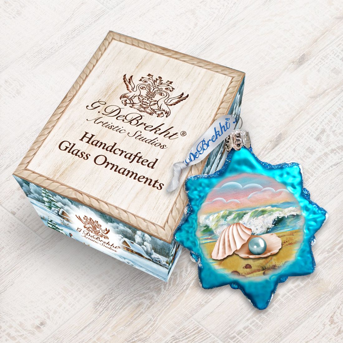 Pearl Shell Mercury Glass Ornament by G. DeBrekht - Coastal Holiday Decor - 775485