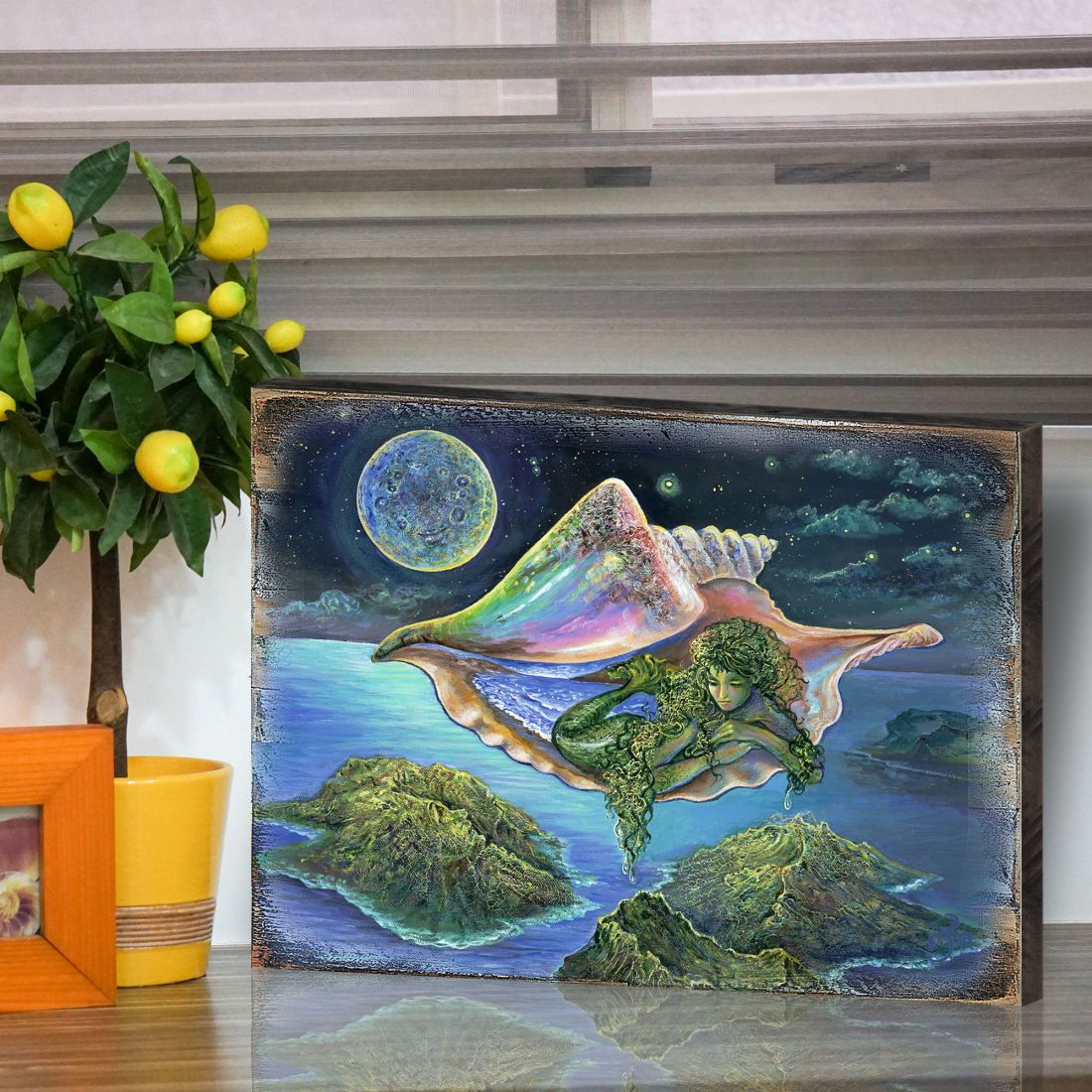 Sea View Fantasy Wooden Wall Art by Josephine Wall - Fantasy Decor - 852136-JW