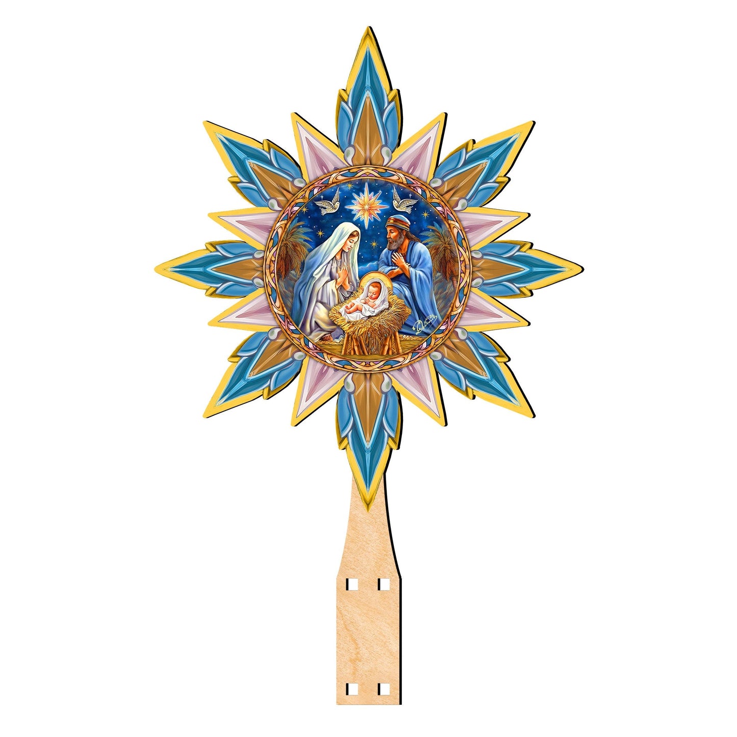 Nativity-themed Tree Topper Wooden Decor - Nativity Holiday Decor - Christmas Tree Topper
