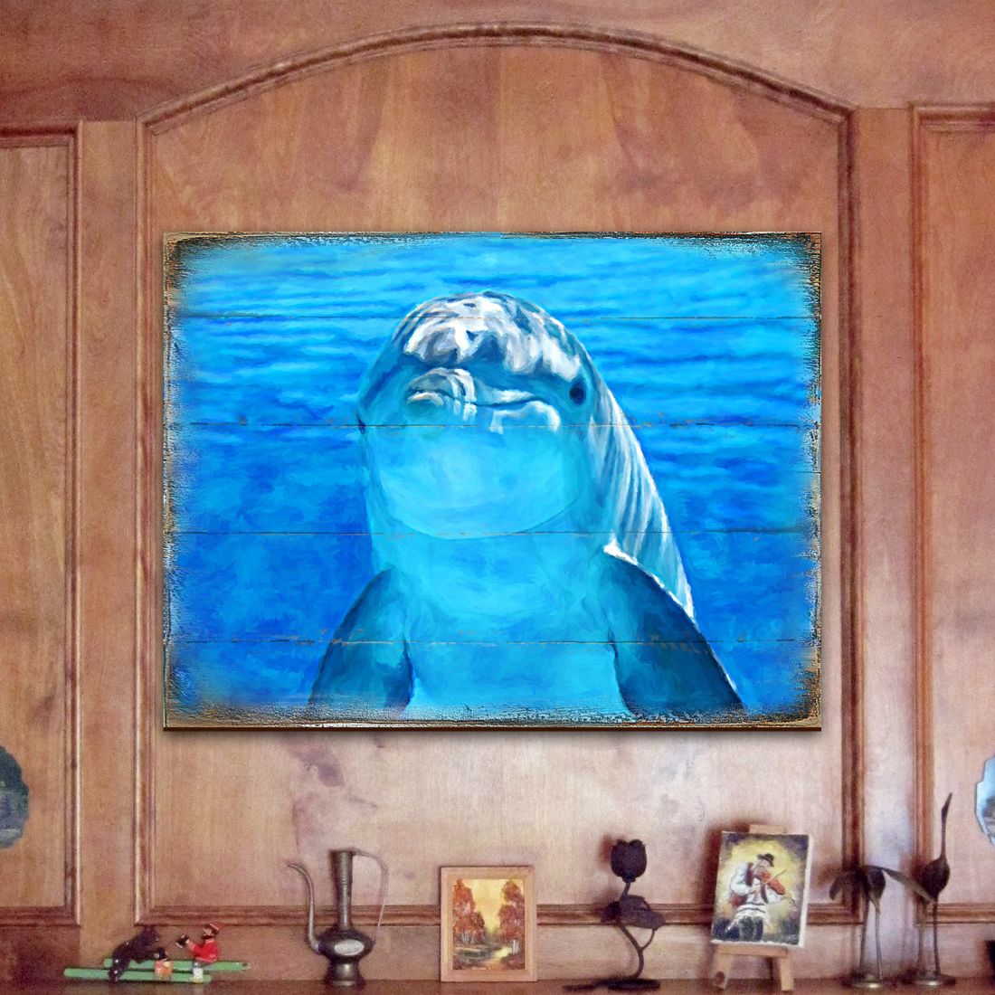 Speers Dolphin Wood Wooden Coastal Wall Art by Nature Wonders - Coastal Sea-Life Decor - 95261B