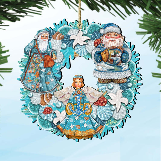 Coastal Guardian Angel Wreath Holiday Ornament by G. DeBrekht - Coastal Holiday Decor - 8185306-4