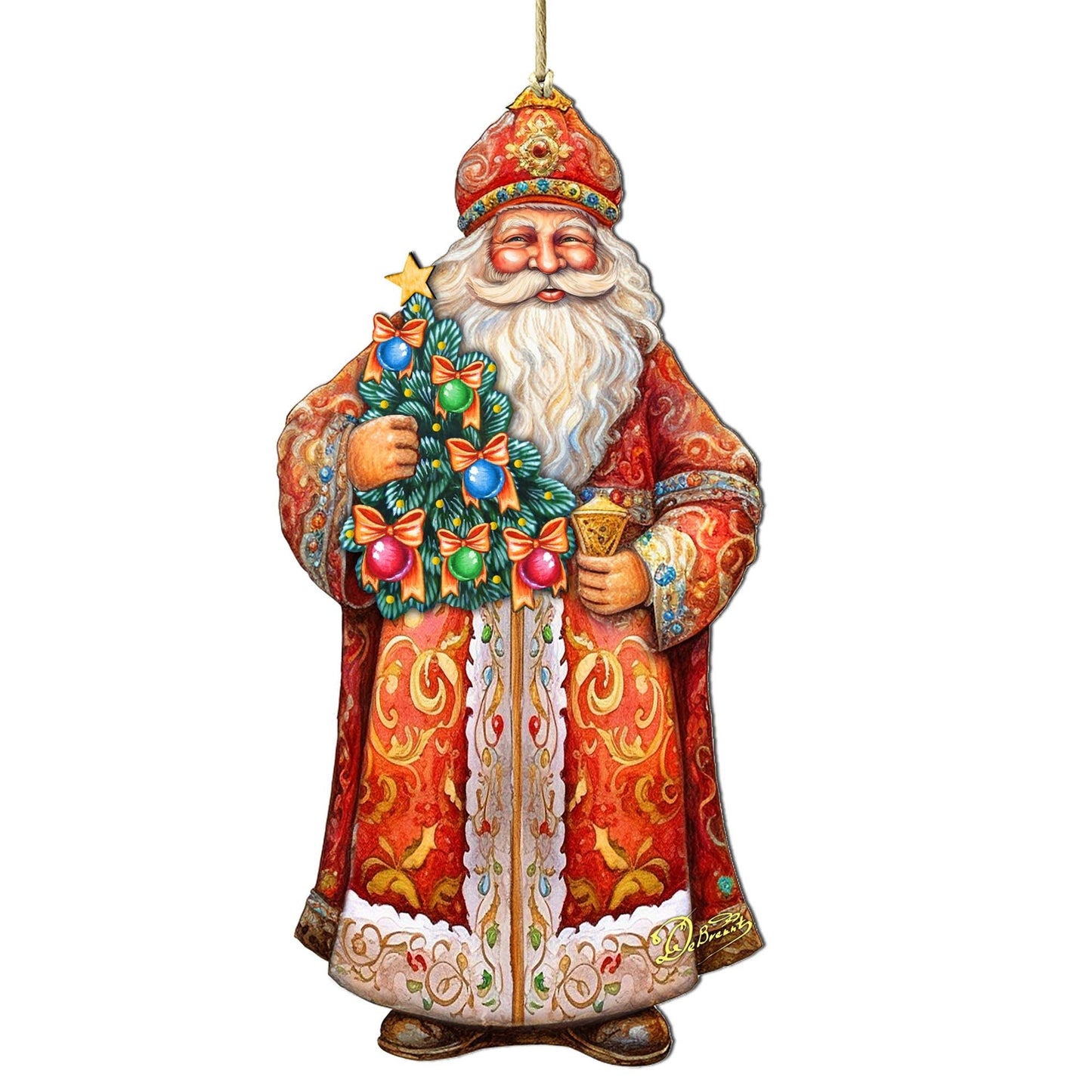 Santa's Tree of Joy Wooden Ornaments by G. Debrekht - Christmas Santa Snowman Decor - 8691418