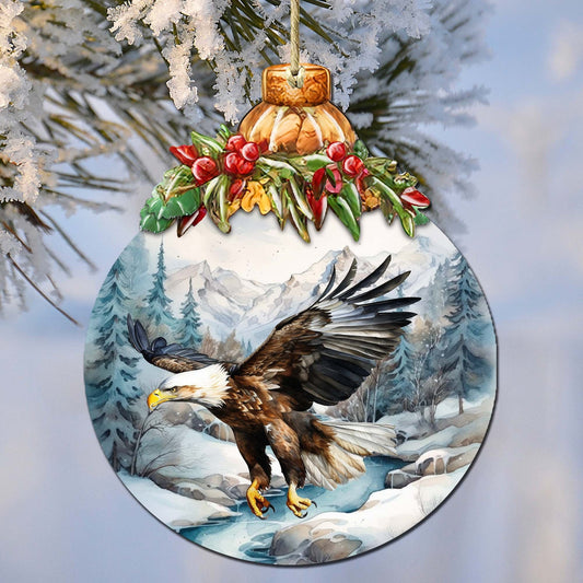 Alaskan Graceful Eagle Wooden Ornaments by G.Debrekht - Wildlife Holiday Decor - 870030