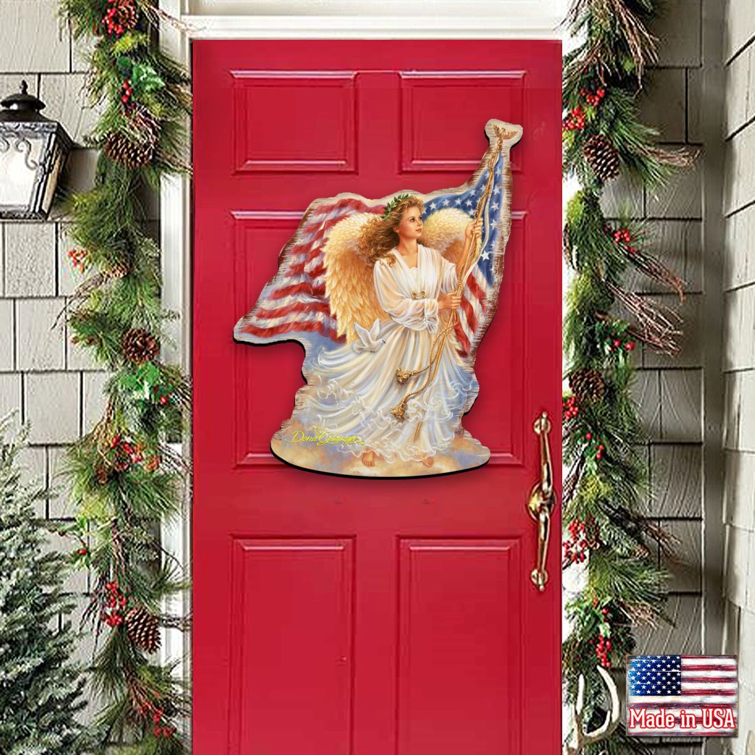 American Freedom Angel Holiday Door Decor by D. Gelsinger - American Christmas Decor - 8461021H-0107