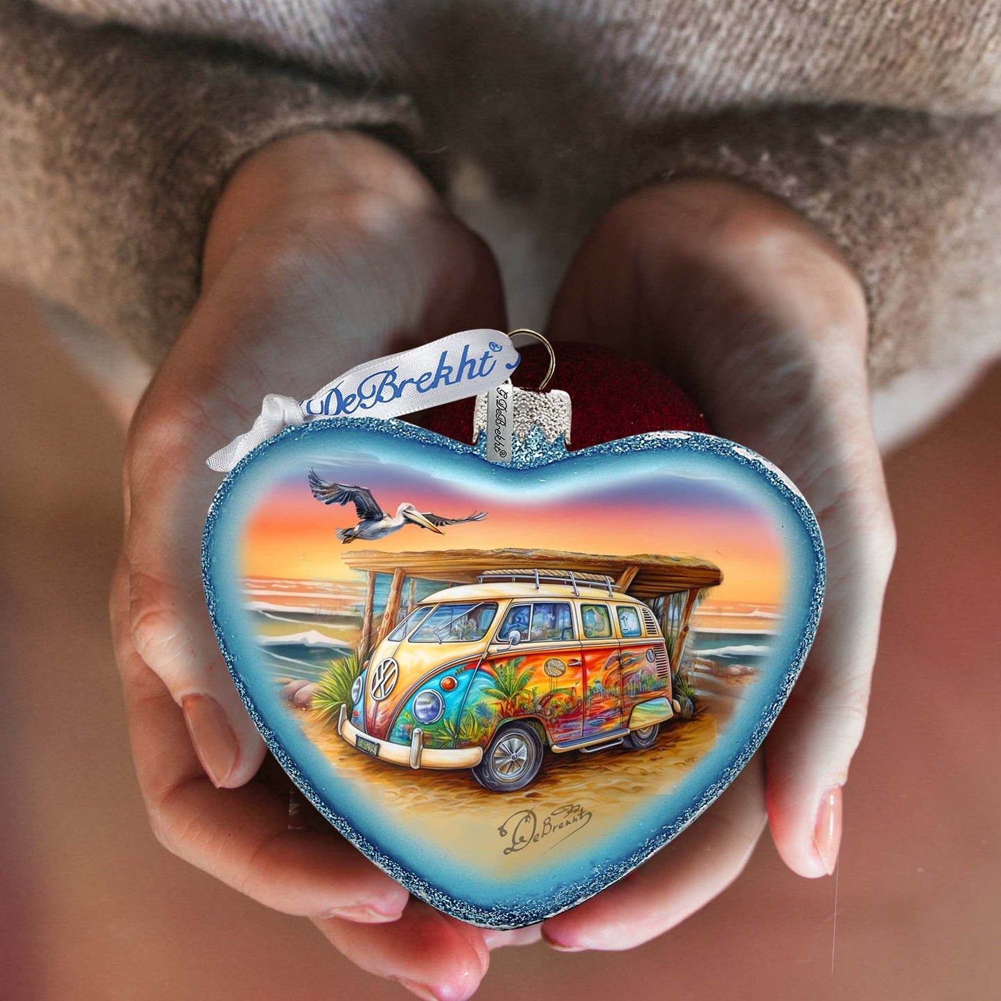 Coastal Truck Heart Glass Ornament by G. Debrekht - Christmas Decor - 753-091