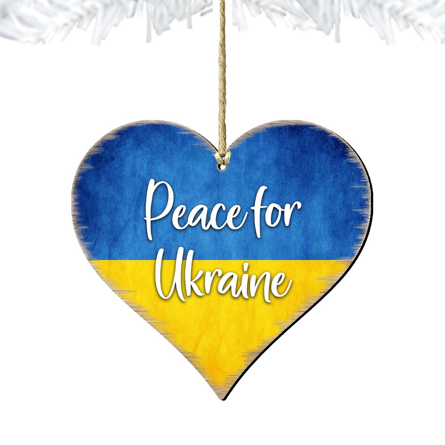 Piece for Ukraine Heart Wooden Ornaments - International Decor - 8187122