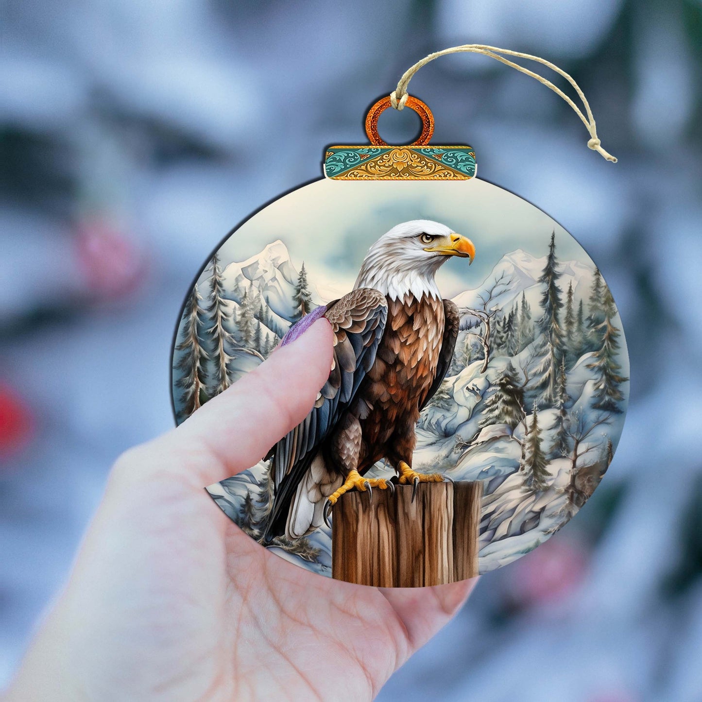 Bald Eagle in Alaska Wooden Ornaments by G.Debrekht - Wildlife Holiday Decor - 870061
