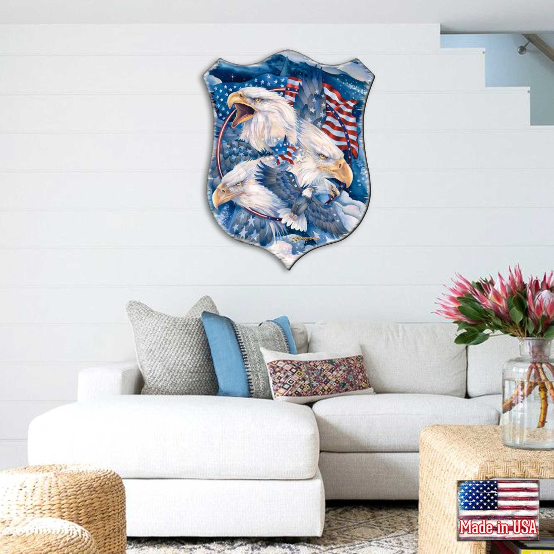 Allegiance Patriotic Eagles Wall Art by J. Bergsma - Wildlife Holiday Decor - 8591730W-JB