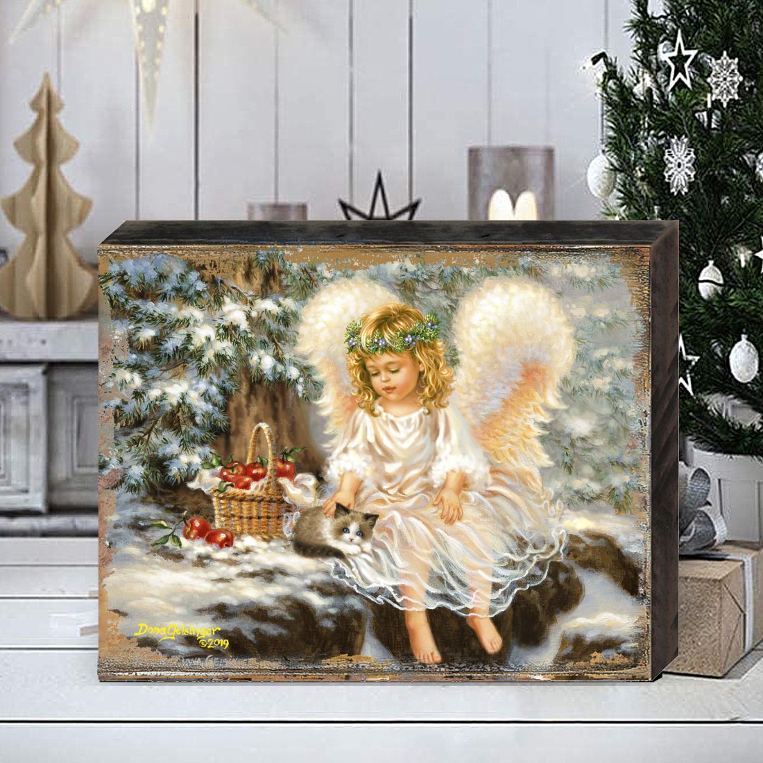 American Angel Winter Companions Wooden Wall Art by D. Gelsinger - Nativity Holiday Decor - 95657B-0718