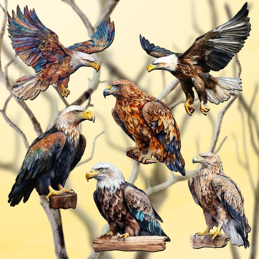 Eagle's Flight Decorative Wooden Clip-on Ornaments Set of 6 by G. Debrekht - Wildlife Decor - 8090101C-S6
