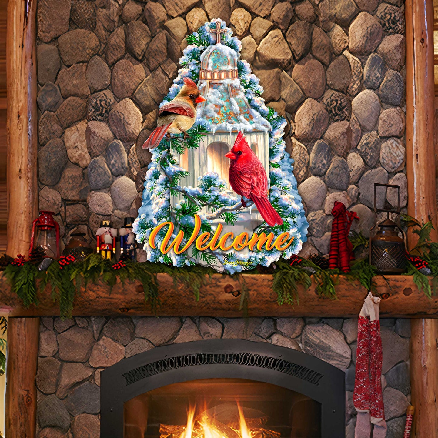 Little Cardinal Chapel Holiday Door Decor by D. Gelsinger - Christmas Decor - 8652809H-DG