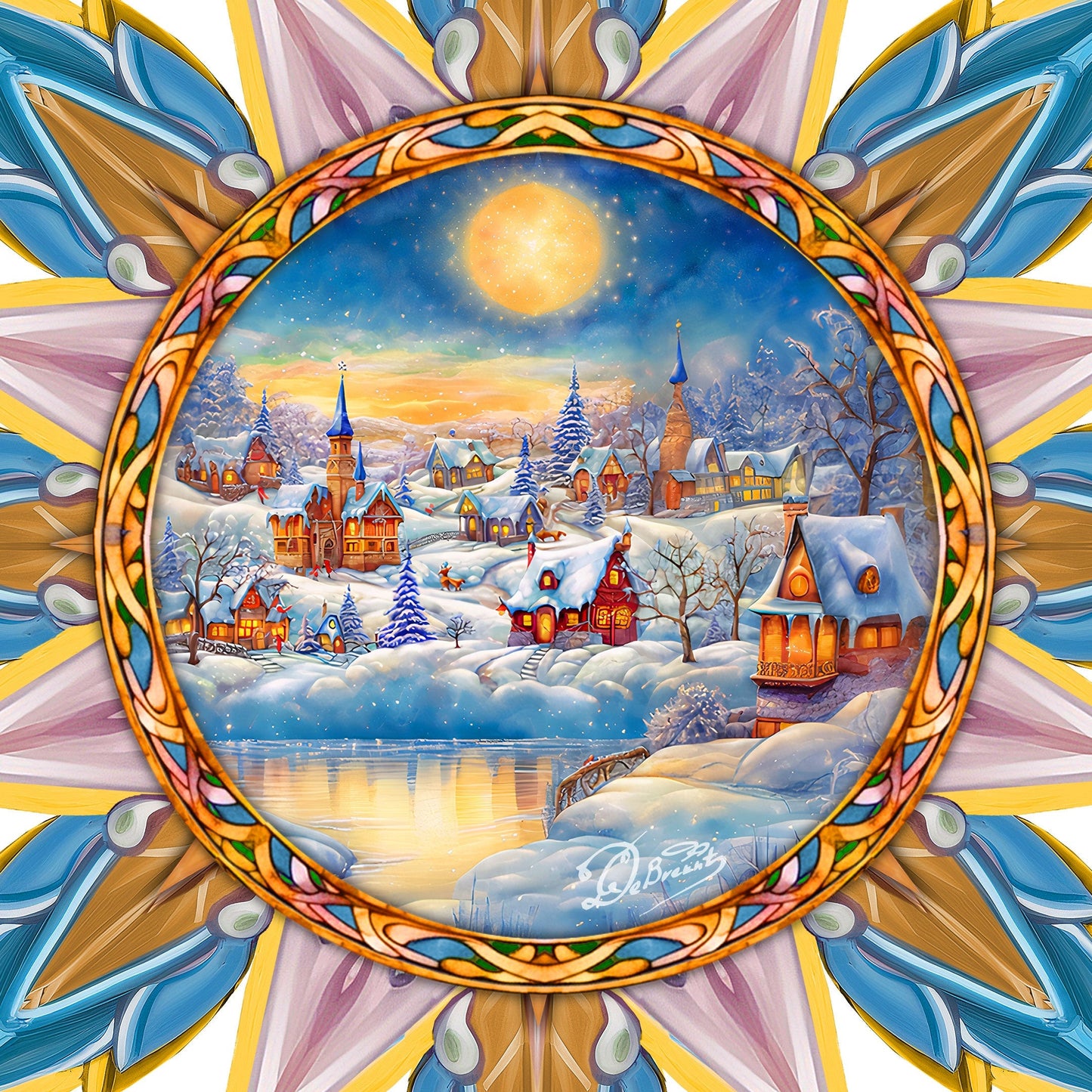 Christmas Village Star Tree Topper Wooden Decor by G. Debrekht - Christmas Decor - 89519