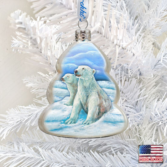 Polar Bears Family Mercury Glass Ornament by G. DeBrekht - Wildlife Holiday Decor - 771045