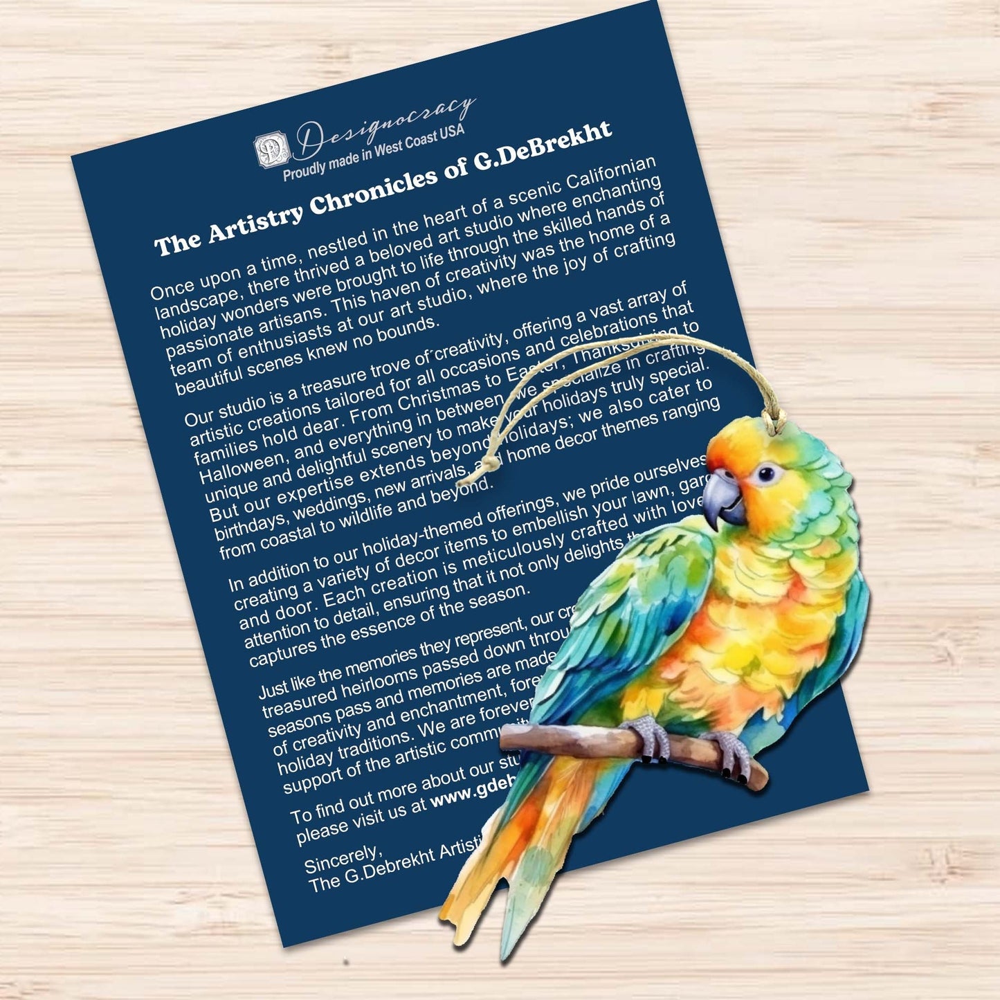 Parrots Decorative Wooden Ornaments of 3 by G. Debrekht - Wildlife Decor - 8091013-S3