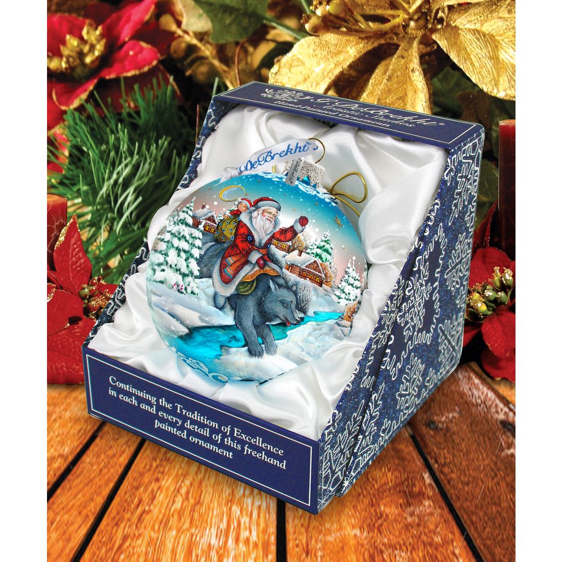 Christmas Arrival Fairytale Glass Ornament Limited Edition by G. DeBrekht - Christmas Santa Snowman Decor - 73866