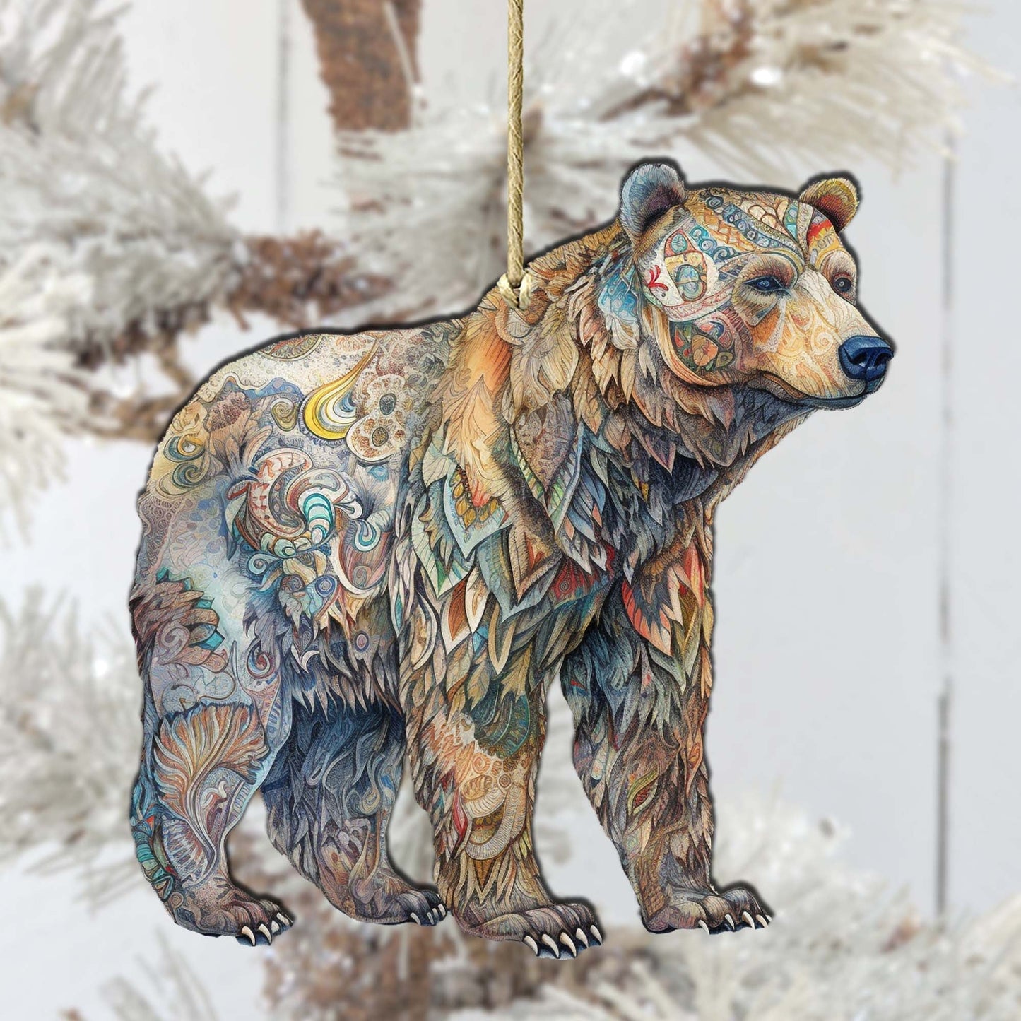 Alaskan Majestic Bear Wooden Ornaments by G.Debrekht - Wildlife Holiday Decor - 8710106-1