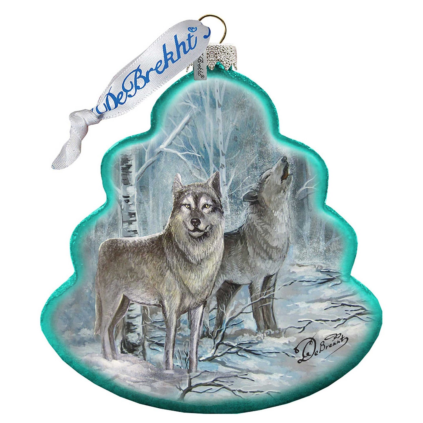 Wolves Tree Glass Ornament by G. DeBrekht - Wildlife Holiday Decor - 762-019