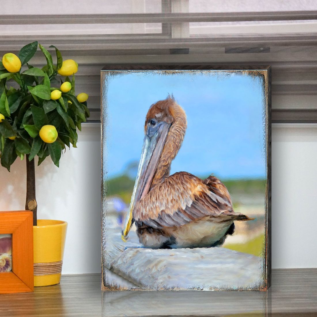 Spengler Pelican Wooden Coastal Wall Art by Nature Wonders - Coastal Sea-Life Decor - 95325B