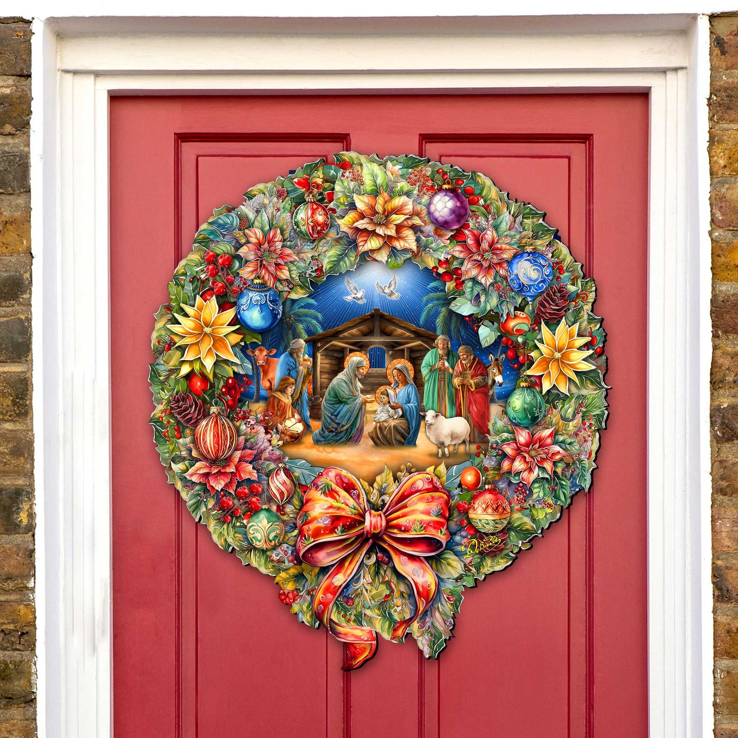 Nativity Wreath Holiday Door Decor by G. Debrekht - Nativity Holiday Decor - 8652805H