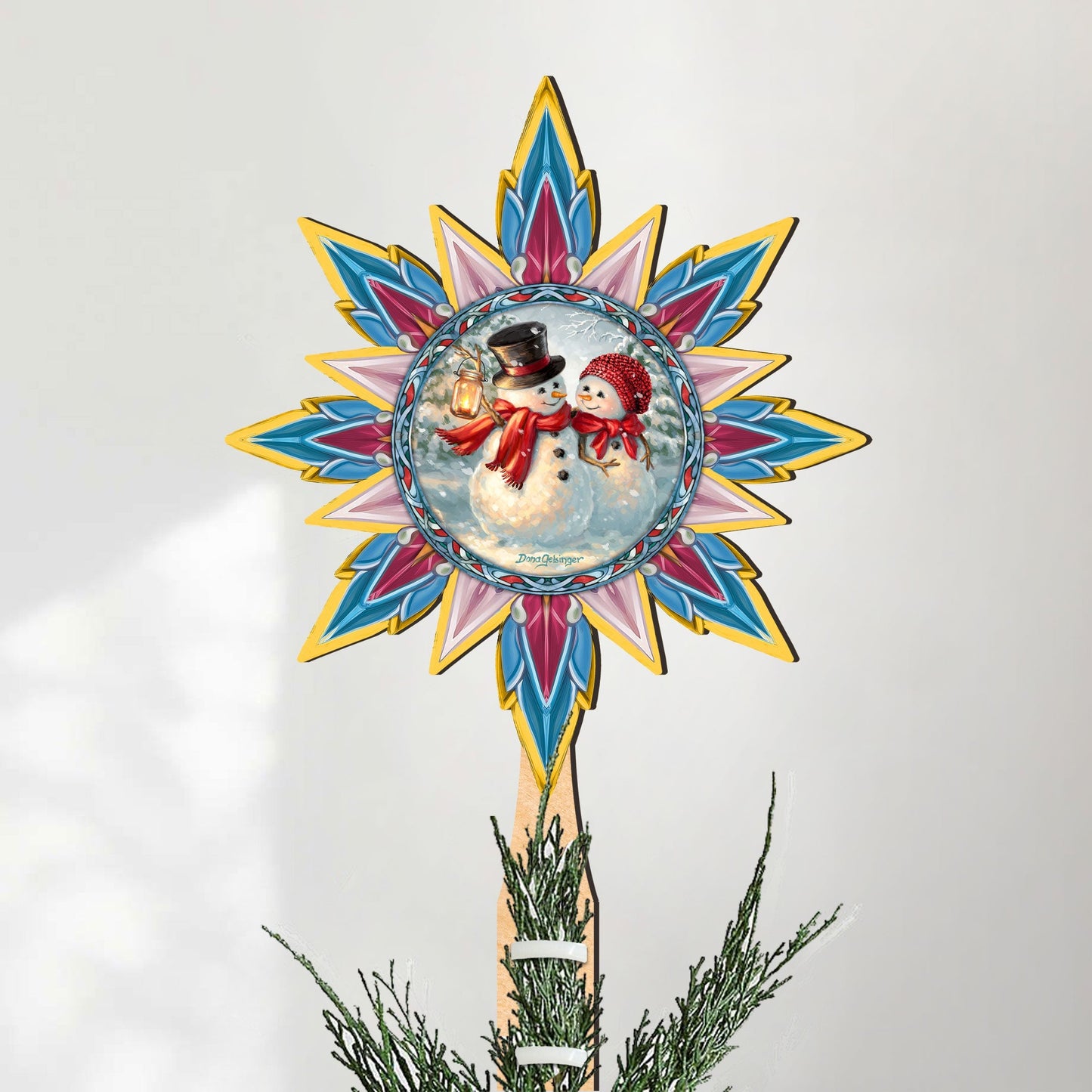 Snow Much in Love Tree Topper Wooden Decor by D. Gelsinger - Santa Snowman Christmas Decor - 89518-DG