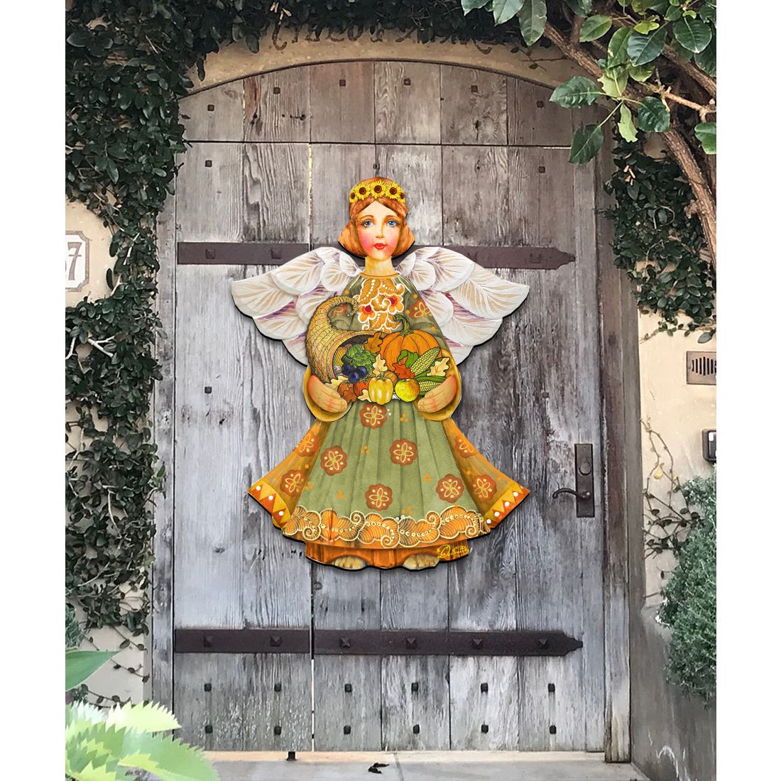 Fall Angel Thanksgiving Halloween Door Decor by G. DeBrekht - Thanksgiving Halloween Decor - 8155232H