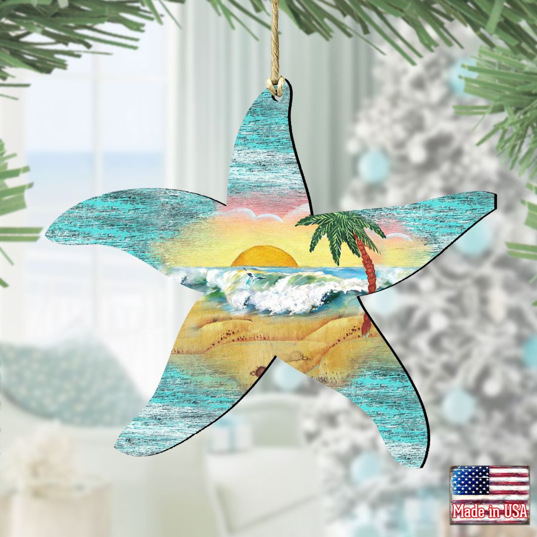 Starfish Wooden Ornaments by G. DeBrekht - Coastal Holiday Decor - 8198531