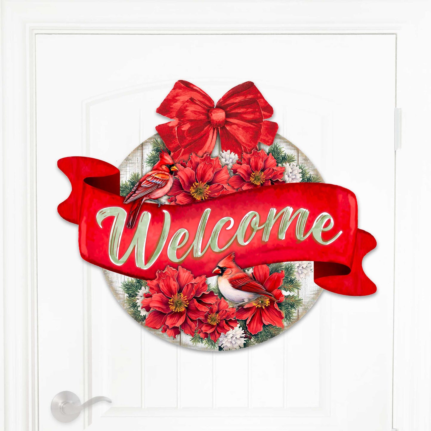 Christmas Wreath Welcome Sign Front door welcome sign Main entrance banner Welcome sign - Wooden front porch decor - 933117H