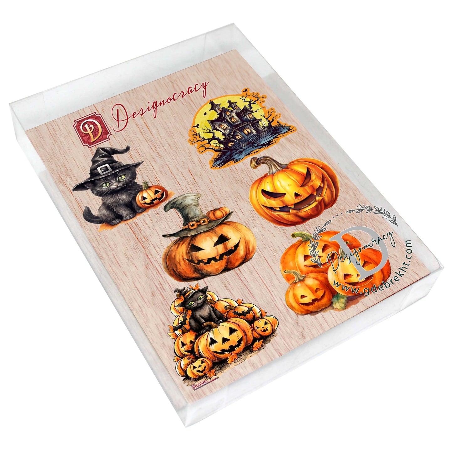 Spooky Pumpkins Decorative Wooden Magnets Set of 6 by G. Debrekht - Halloween Decor - 8090019G-S6