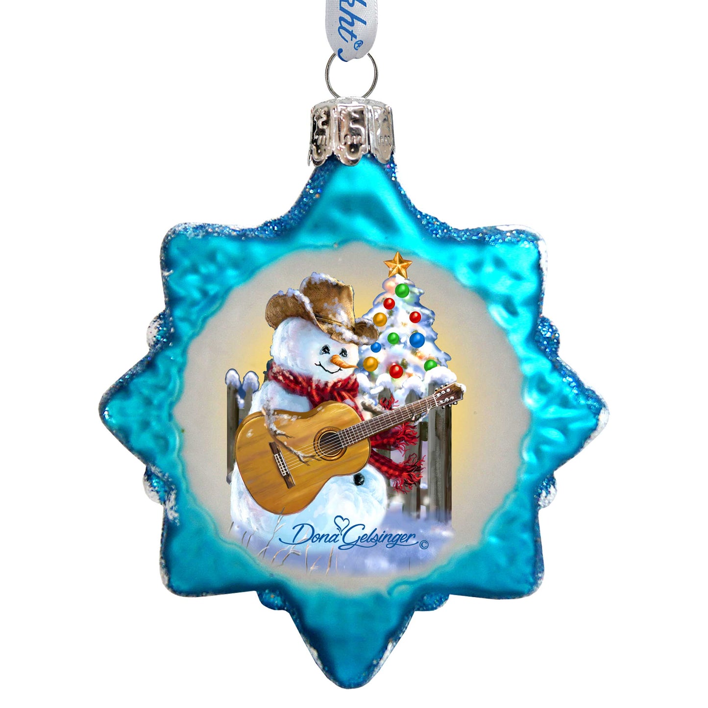 Guitar Snowman Mercury Glass Ornament by D. Gelsinger - Christmas Santa Snowman Decor - 778103-1531