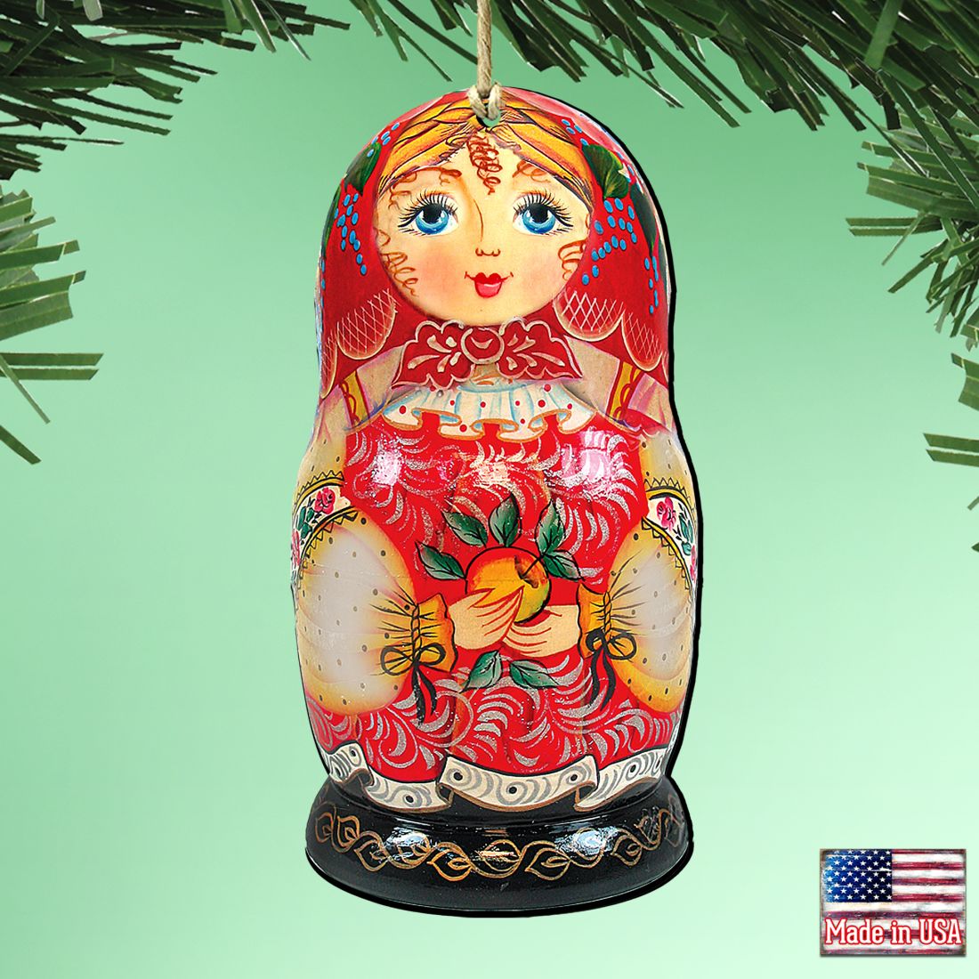 Nesting Doll Matreshka Wooden Ornaments by G. DeBrekht - Christmas Decor - 8115010