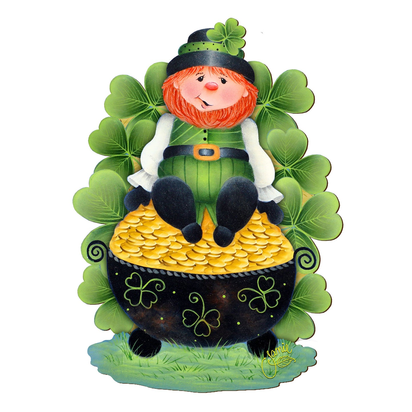 Lepricon's Pot Full of Gold Spring Door Decor by Jamie Mills-Price - Celtic Decor - 8457707H-MP