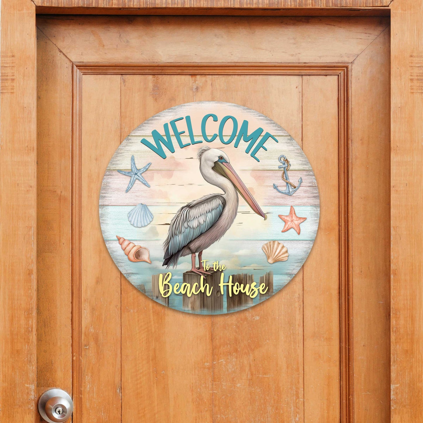 Pelican Welcome Sign Front door welcome sign Main entrance banner Welcome sign - Wooden front porch decor - 933113H