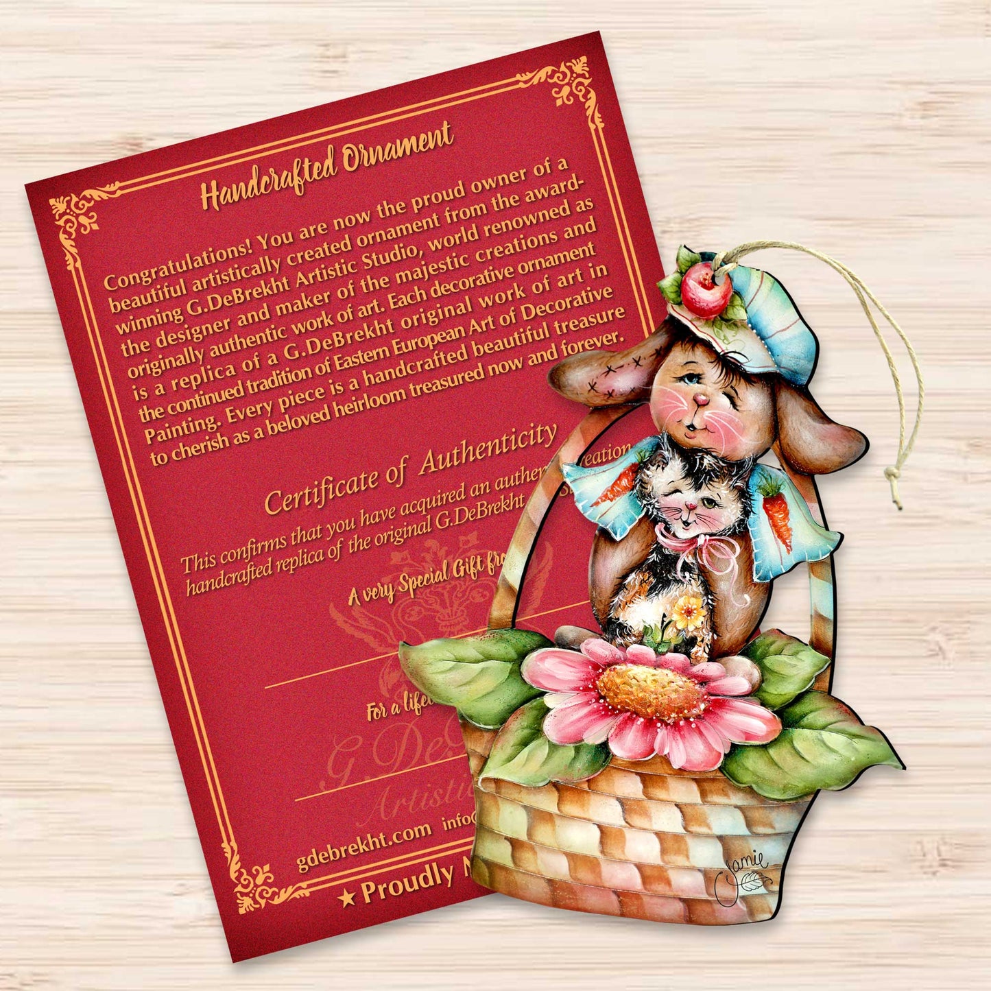 Flower Basket Friends! Wooden Ornaments by Jamie Mills-Price - Easter Spring Decor - 8457607